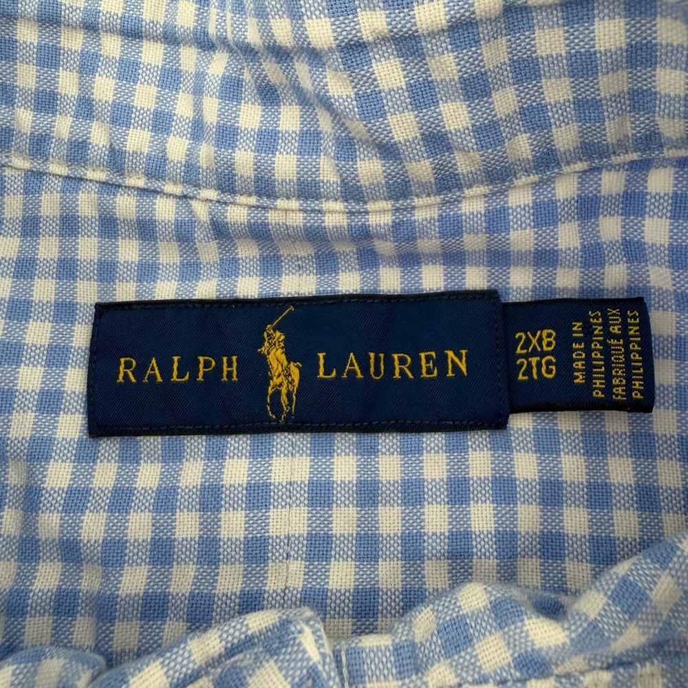 Ralph Lauren Gingham Button Down Shirt Men's 2XB Blue White Classic Fit‎ - Picture 4 of 7